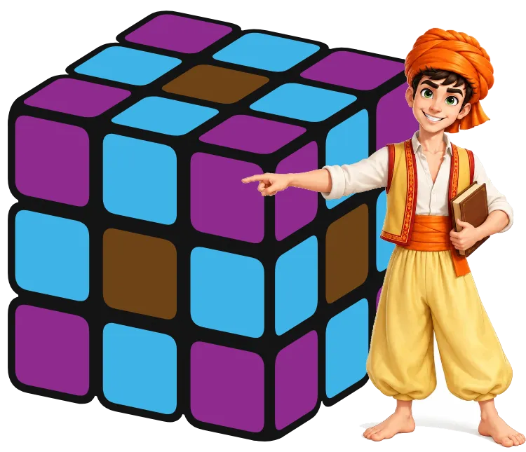 I pezzi del cubo di Rubik: centri, spigoli e vertici, ogni tipo di un colore